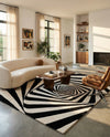 Cyclone Wool Collection Area Rug -  Twister Rectangle Black and White  lifestyle 18