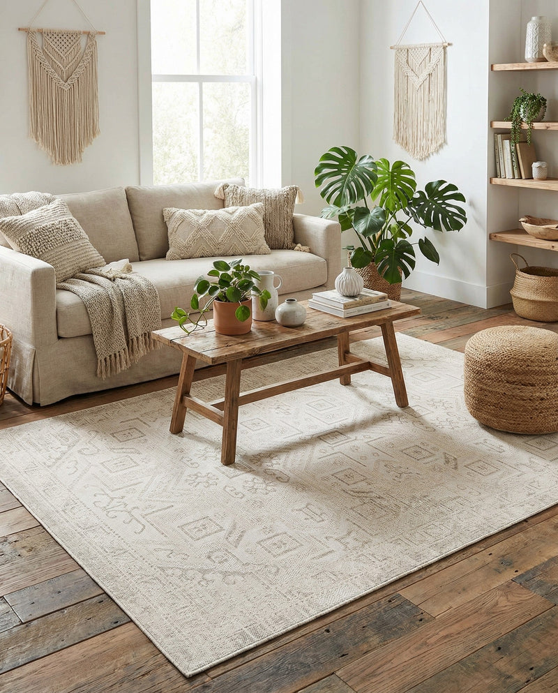 Tribal Terrace Treasures Collection Area Rug - Mayan Marina (Light Gray) Rectangle Light Gray  lifestyle 7