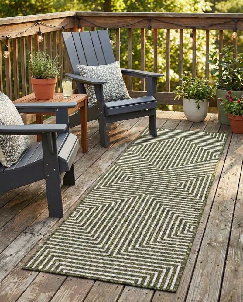 Urban Terrace Collection Area Rug -  Astoria (Green) Runner Green  lifestyle 51