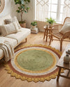 Woven Seaside Jute Collection Area Rug - Coastalhaven (Sunflower Yellow) Round Sunflower Yellow  lifestyle 19