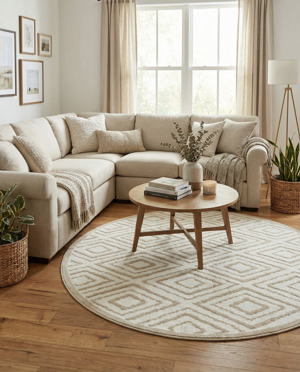 Sanctuary Retreat Collection Area Rug -  Oasis Round Snow White  lifestyle 187