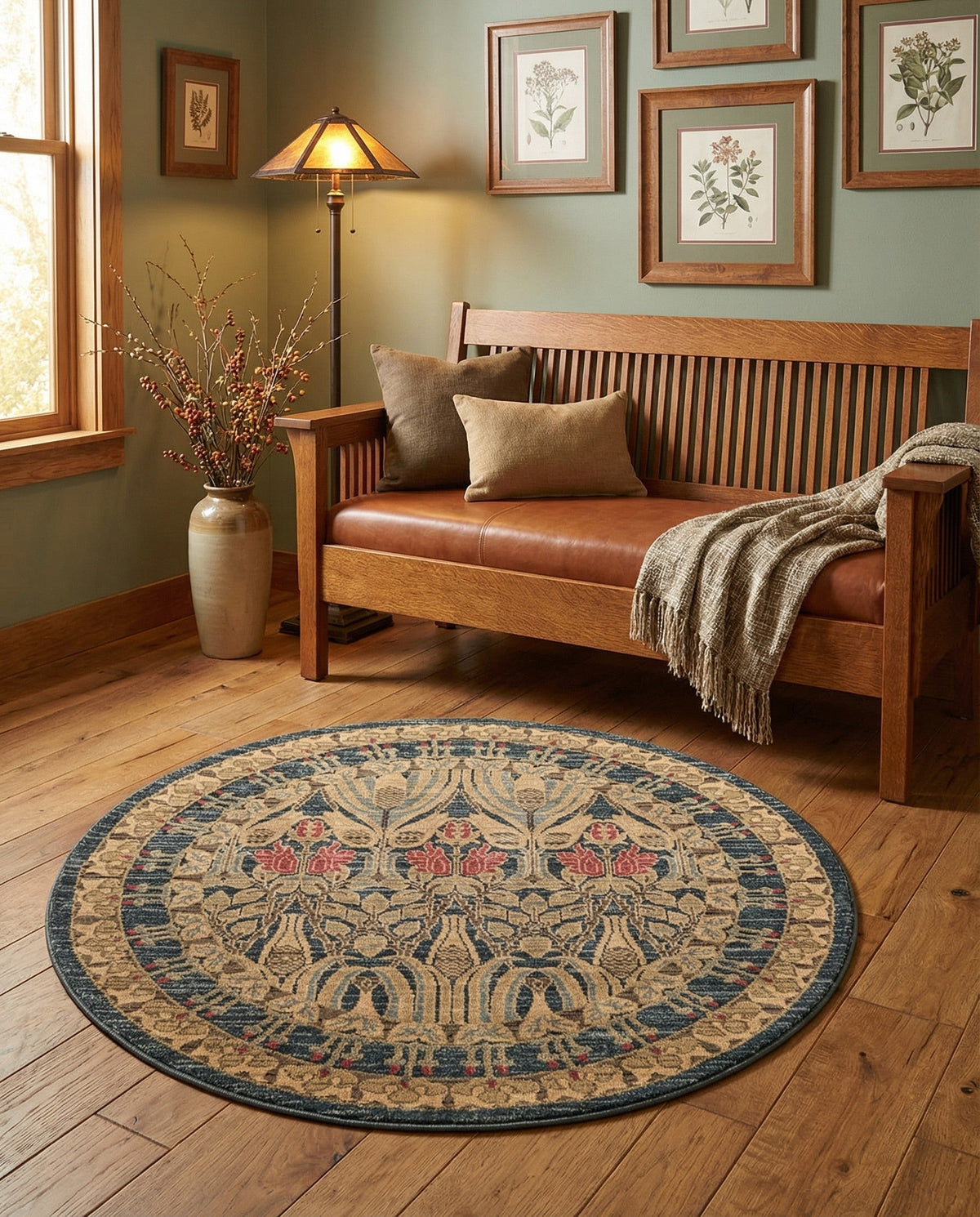 Chelsea Elegance Collection Area Rug -  Brompton (Navy Blue) Round Navy Blue  lifestyle 120