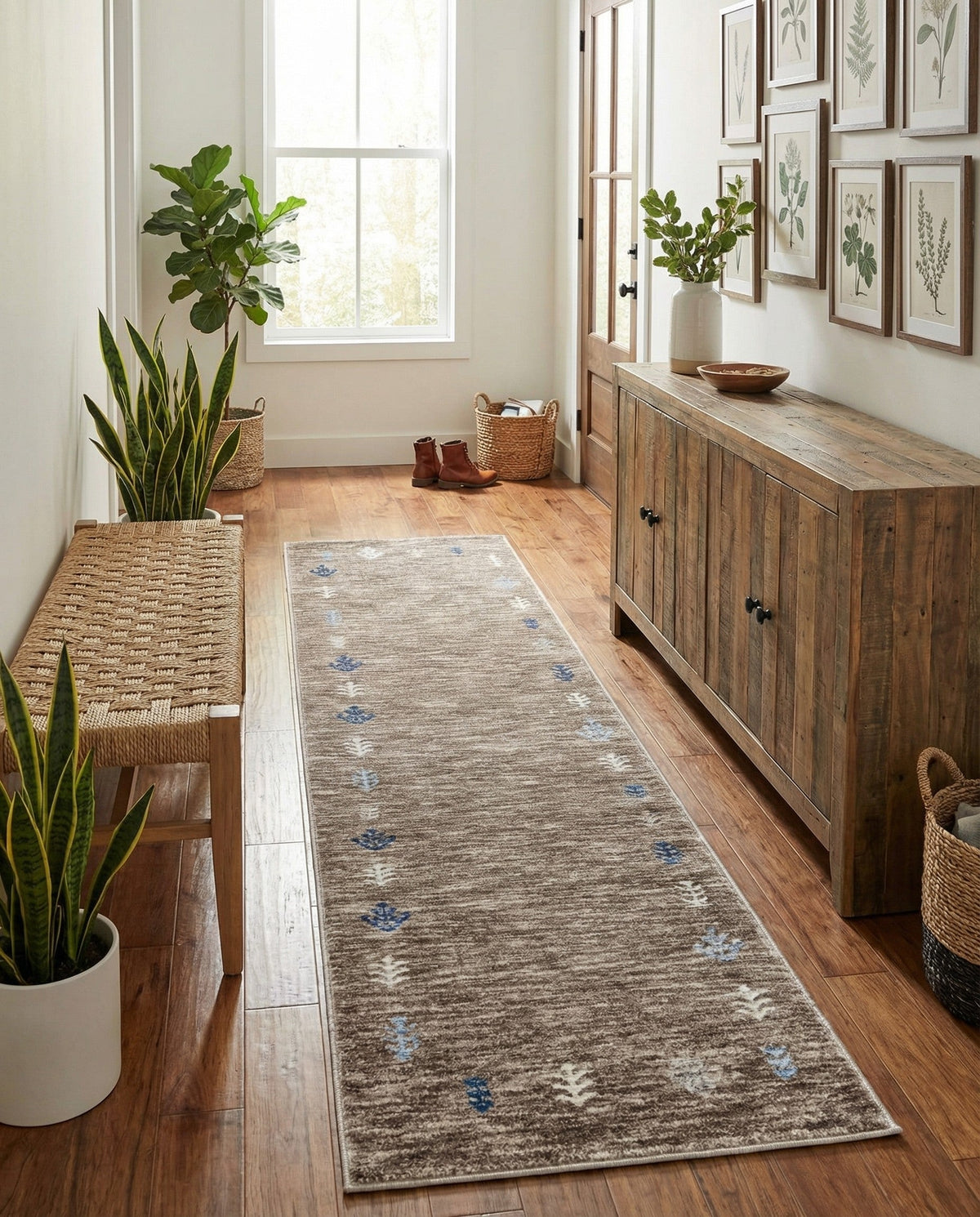 Zagros Shades Collection Area Rug -  Yasuj Runner Gray Brown  lifestyle 84