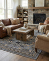 Tabriz Tapestries Collection Area Rug - Azerbaijan (Gray) Rectangle Gray  lifestyle 19