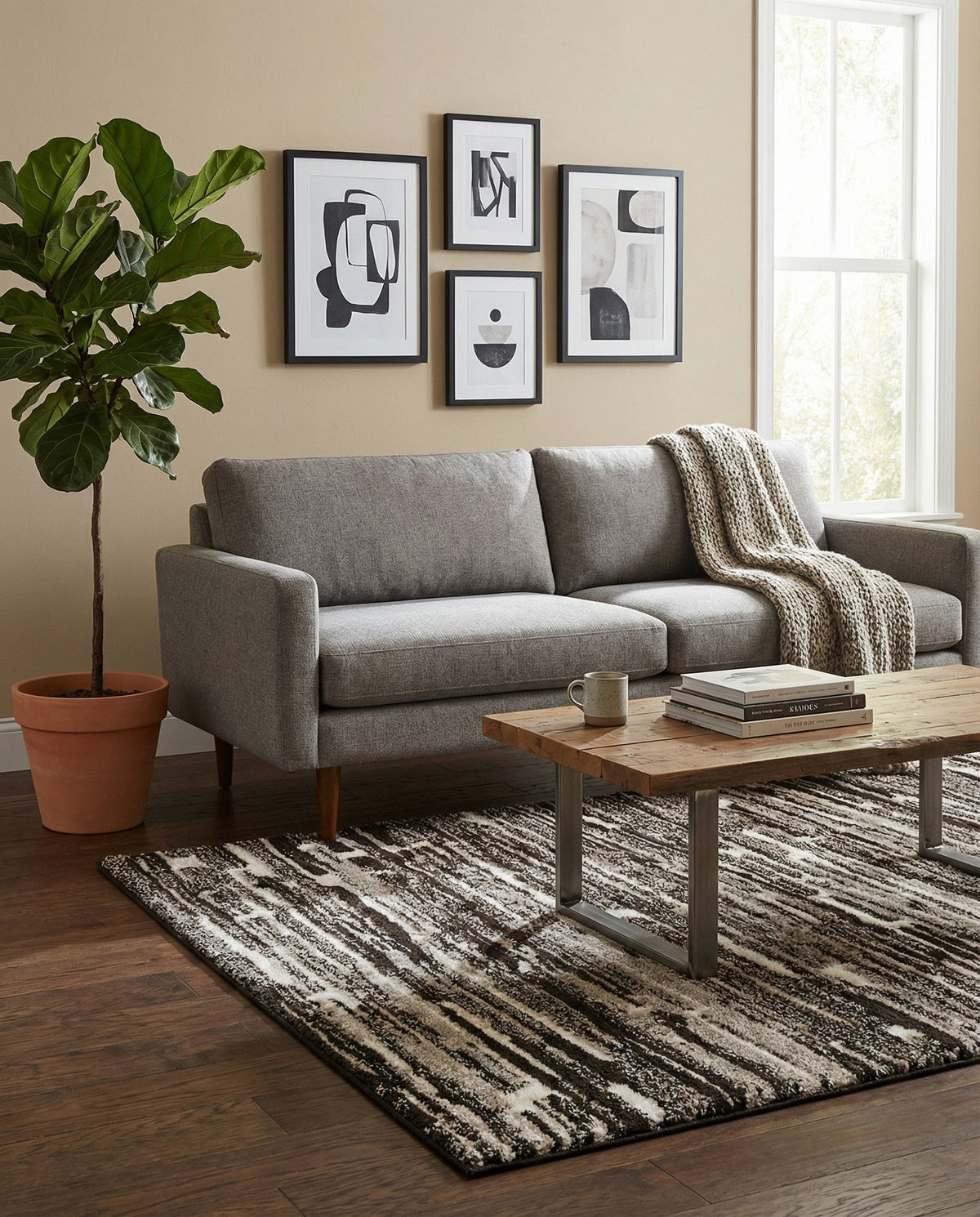 Sienna Collection Area Rug -  Rome Rectangle Black and Ivory  lifestyle 65