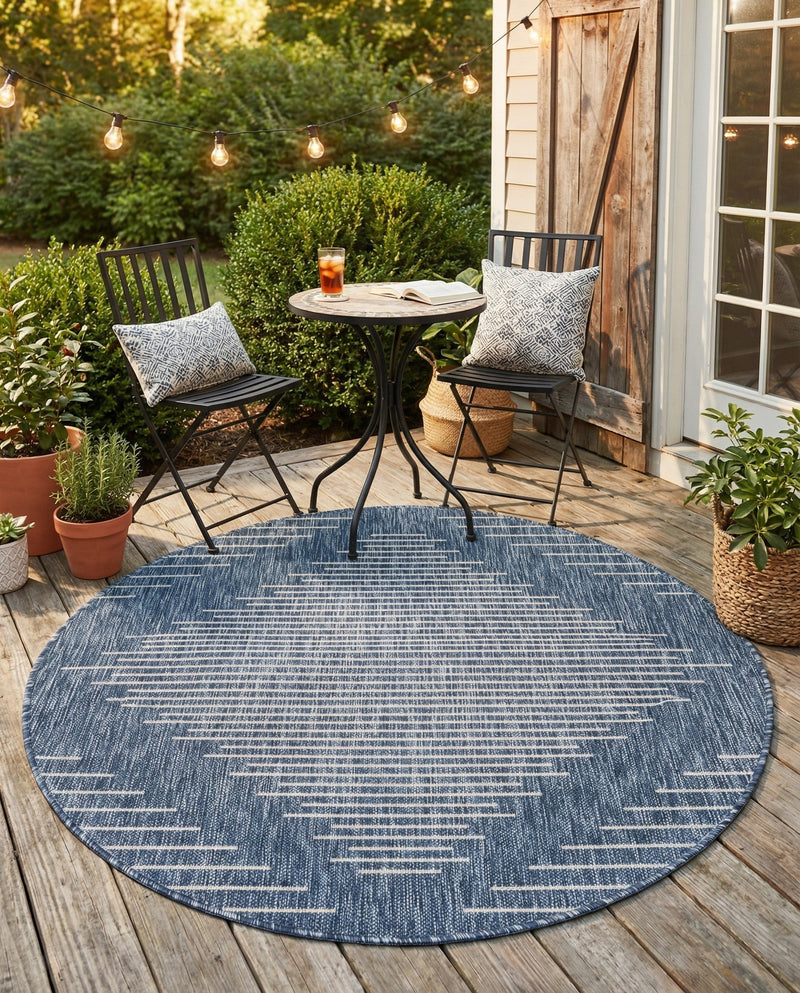Urban Terrace Collection Area Rug -  Chelsea (Blue) Round Blue  lifestyle 17