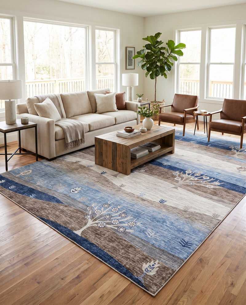 Zagros Shades Collection Area Rug -  Behbahan Rectangle Blue Gray  lifestyle 28