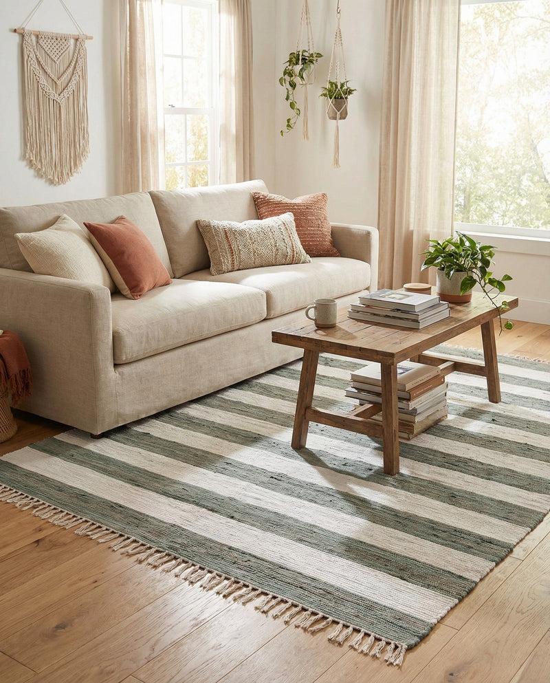 Tassel Trail Collection Area Rug - Pathway (Gray) Rectangle Gray  lifestyle 17