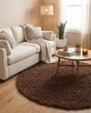Plush Oasis Collection Area Rug - Serenity (Chocolate Brown) Round Chocolate Brown  lifestyle 43