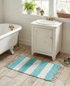 Tassel Trail Collection Area Rug - Pathway (Turquoise and Ivory) Rectangle Turquoise and Ivory  lifestyle 11