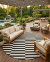 Seaside Stripes Collection Area Rug - Cabana (Charcoal) Round Charcoal  lifestyle 35