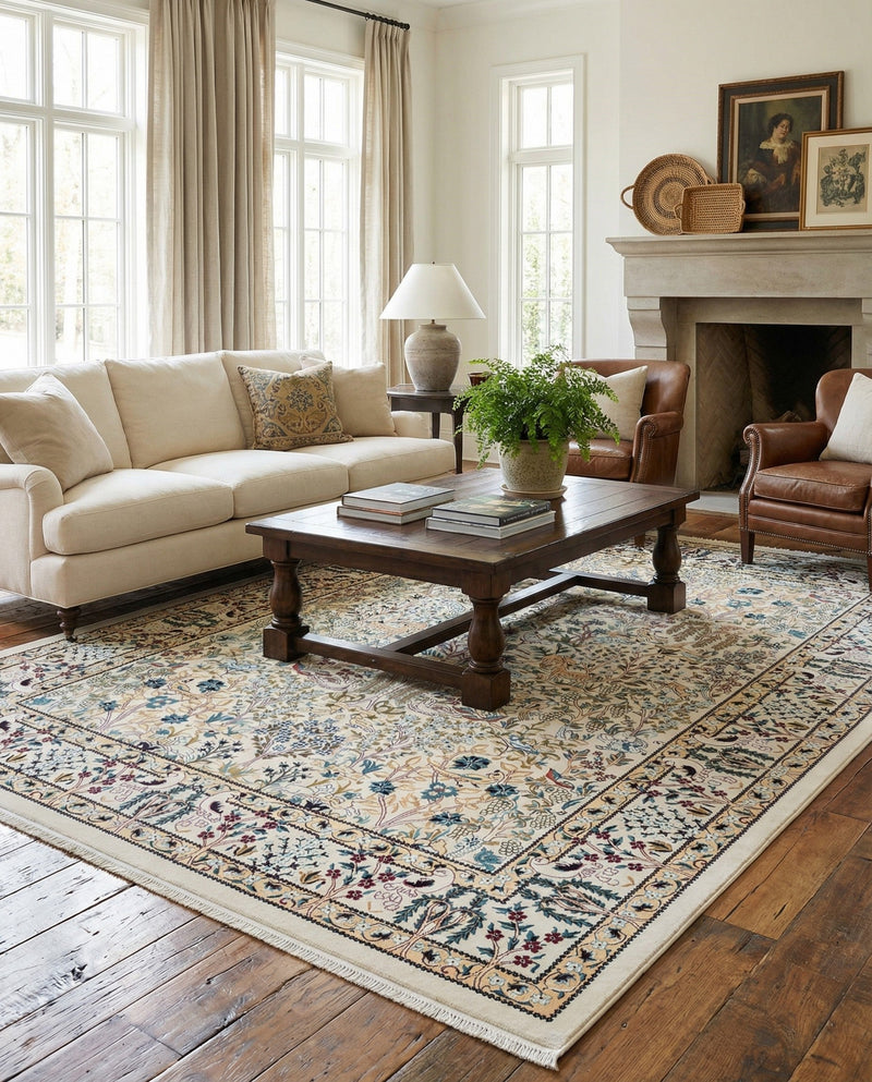 Persian Elegance Collection Area Rug -  Kerman (Ivory) Rectangle Ivory  lifestyle 4
