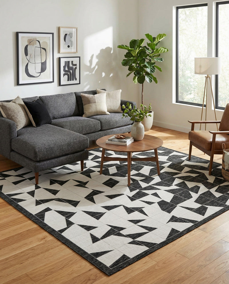 Urban Terrace Collection Area Rug -  Mercer Square Black and White  lifestyle 19