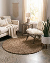 Plush Oasis Collection Area Rug - Serenity (Sandy Brown) Round Sandy Brown  lifestyle 31