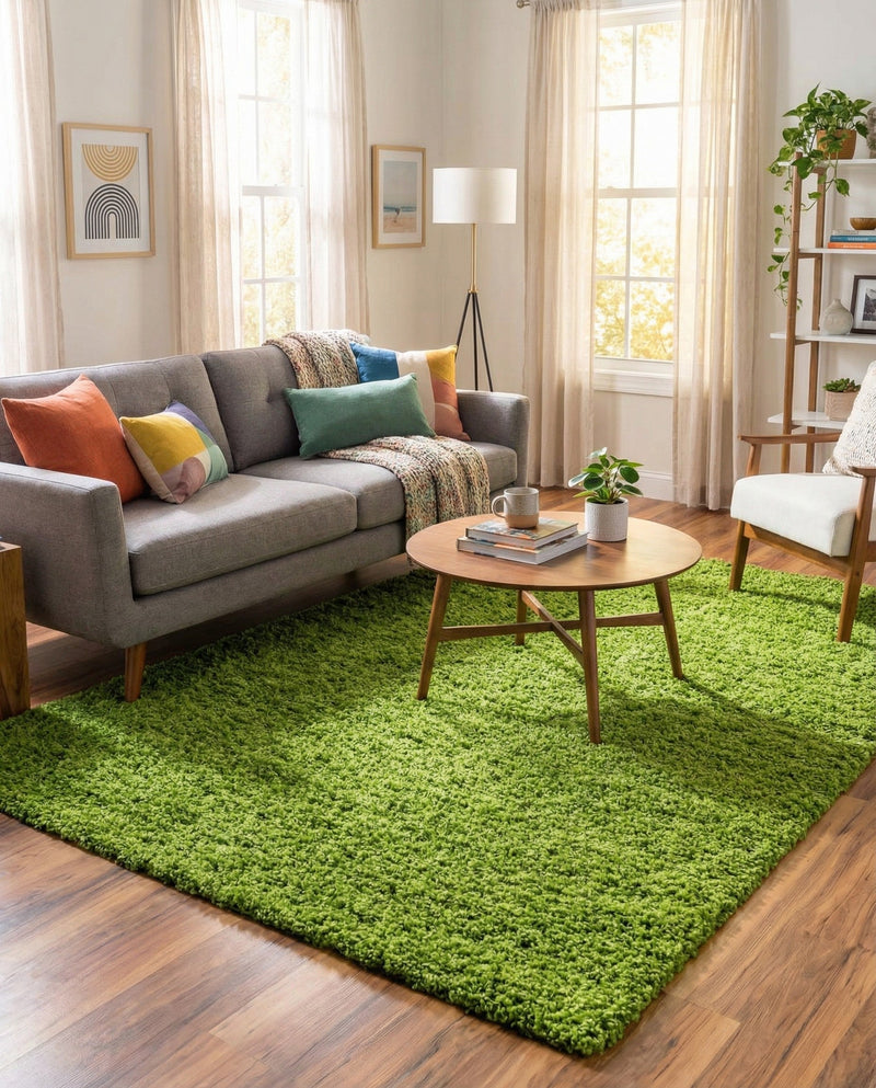 Plush Oasis Collection Area Rug - Serenity (Grass Green) Rectangle Grass Green  lifestyle 13