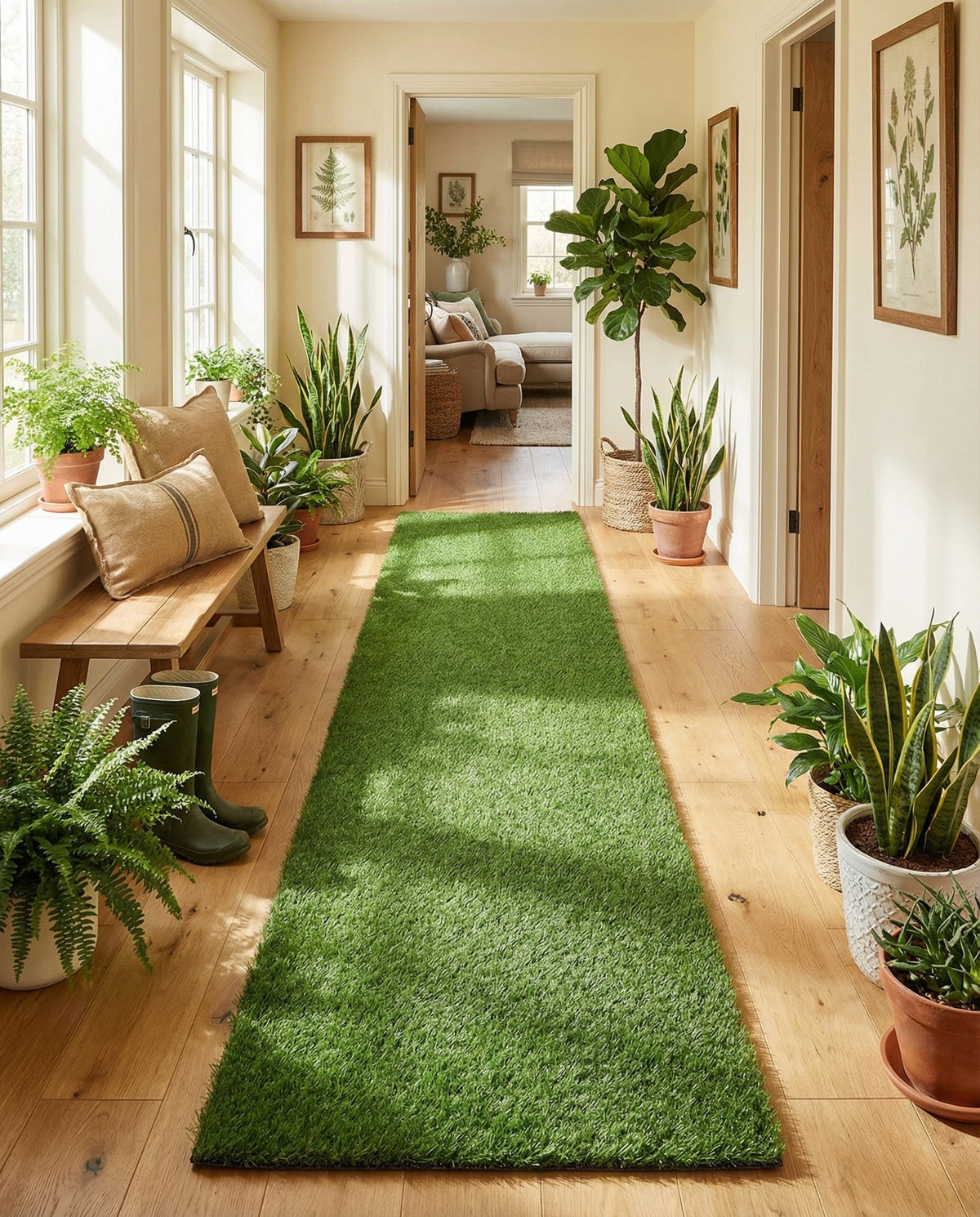 Meadow Retreat Collection Area Rug - Glen Runner Green  lifestyle 108