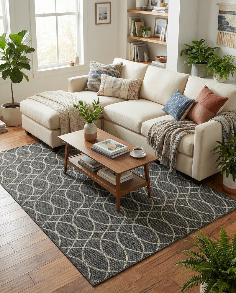Savannah Pergola Collection Area Rug -  Pavilion (Charcoal) Rectangle Charcoal  lifestyle 10
