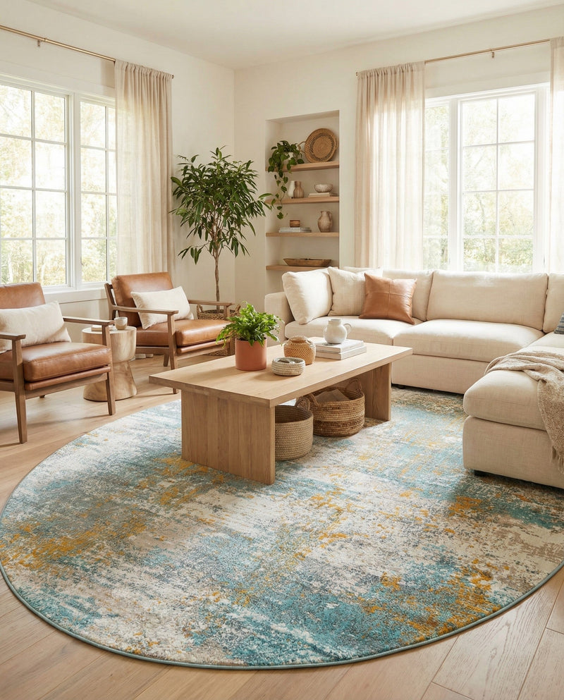 Arcadia Rugs Collection Area Rug -  Nirvana Oval Cream Blue  lifestyle 71