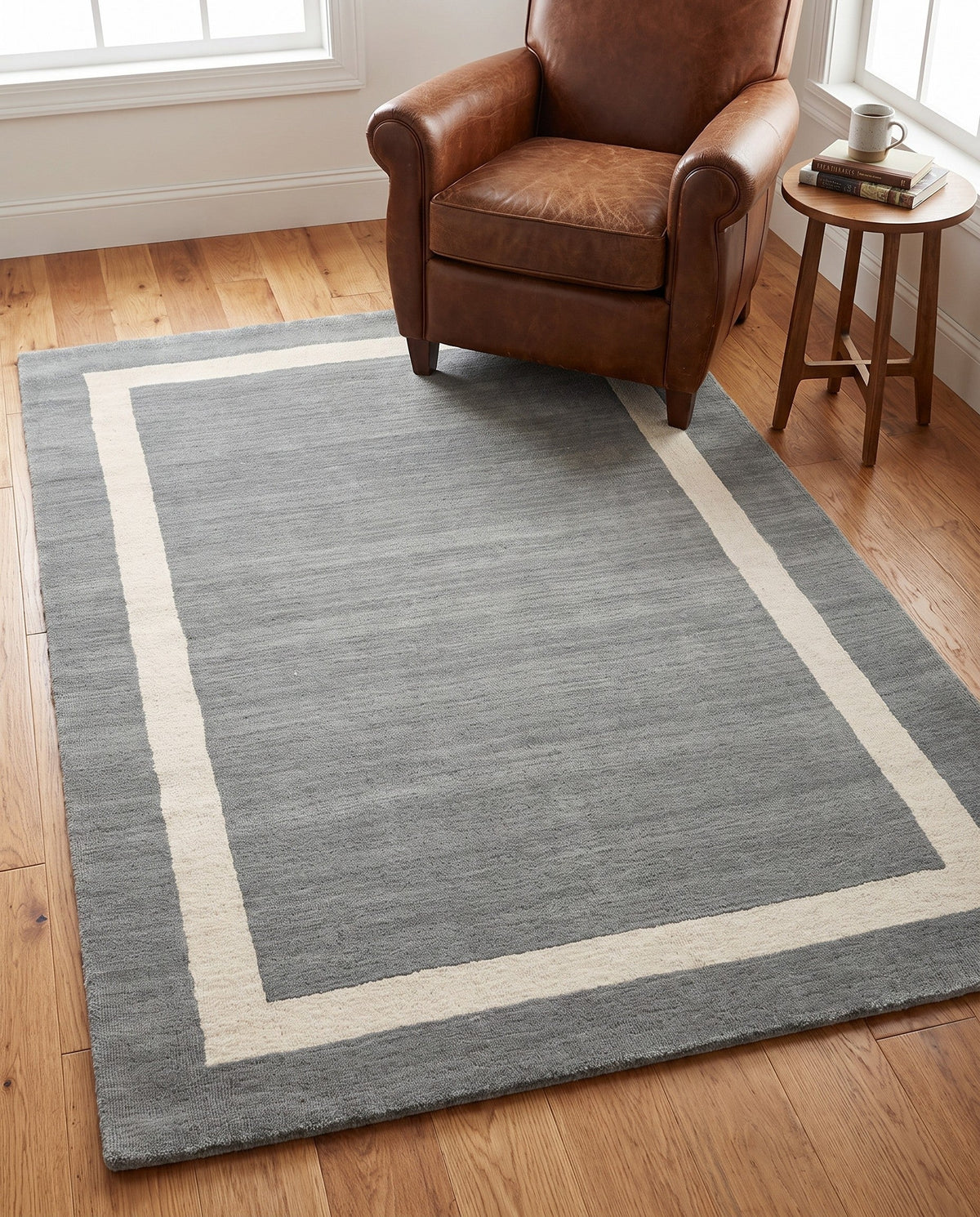 Savannah Borders Wool Collection Area Rug - Chatham Rectangle Earl Gray  lifestyle 83