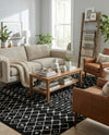 Mediterranean Lattice Collection Area Rug - Santorini (Black and White) Rectangle Black and White  lifestyle 7