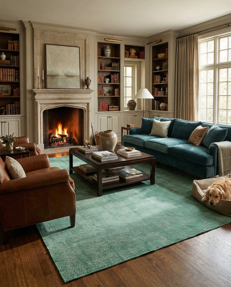 Berkshire Estate Collection Area Rug - Windsor (Green) Rectangle Green  lifestyle 18