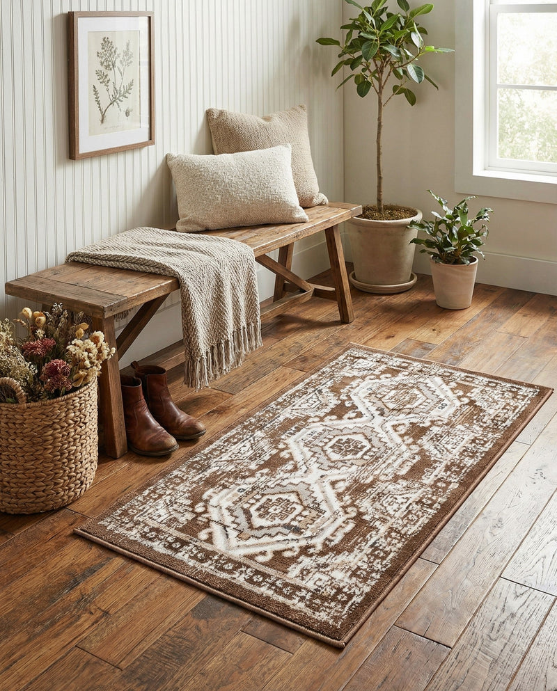 Savannah Elegance Collection Area Rug -  Tybee (Brown) Rectangle Brown  lifestyle 27