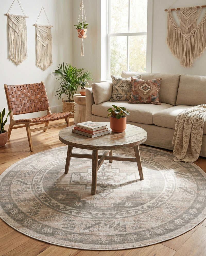 Savannah Series Collection Area Rug -  Augusta (Mink) Round Mink  lifestyle 77
