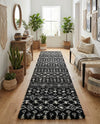 Berber Lattice Shag Collection Area Rug - Atlas (Black and White) Runner Black and White  lifestyle 28