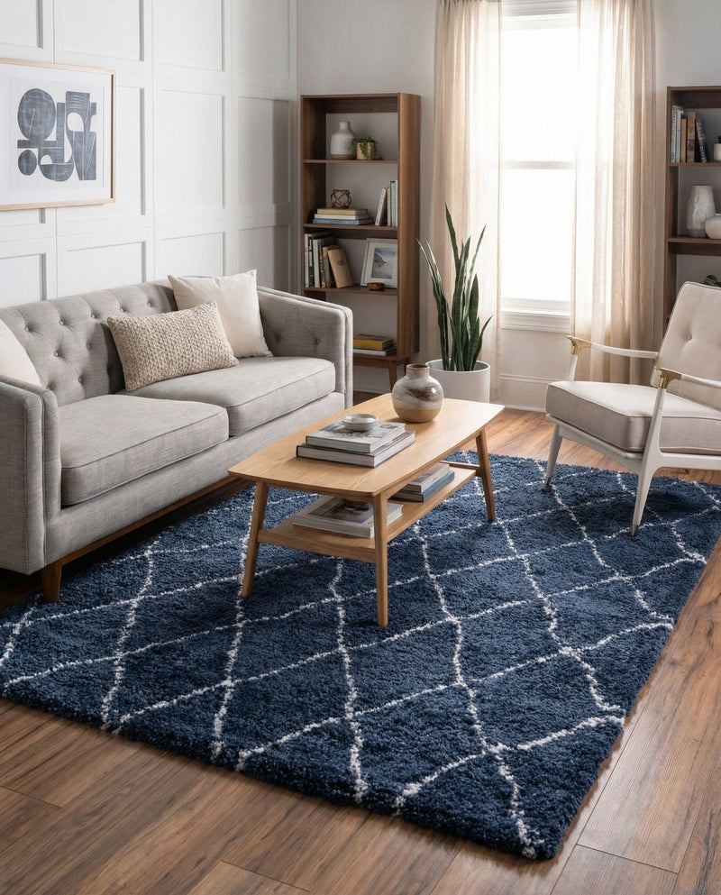 Casablanca Comfort Collection Area Rug -  Tangier Rectangle Navy Blue  lifestyle 18