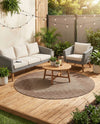 Urban Terrace Collection Area Rug -  Chelsea (Brown) Round Brown  lifestyle 65