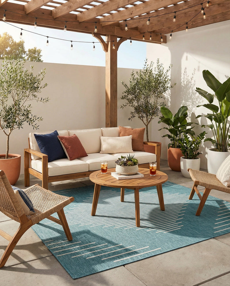Urban Terrace Collection Area Rug -  Chelsea (Light Aqua) Square Light Aqua  lifestyle 56