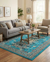 Tabriz Tapestries Collection Area Rug - Azerbaijan (Turquoise) Rectangle Turquoise  lifestyle 17