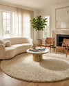 Cozy Comfort Shag Collection Area Rug - Haven (Oatmeal Beige) Round Oatmeal Beige  lifestyle 51