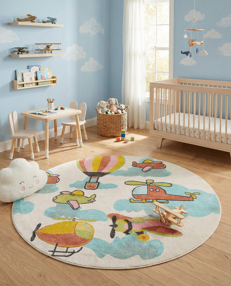 Wonder Tykes Collection Area Rug -  Splatter Round Multi  lifestyle 31