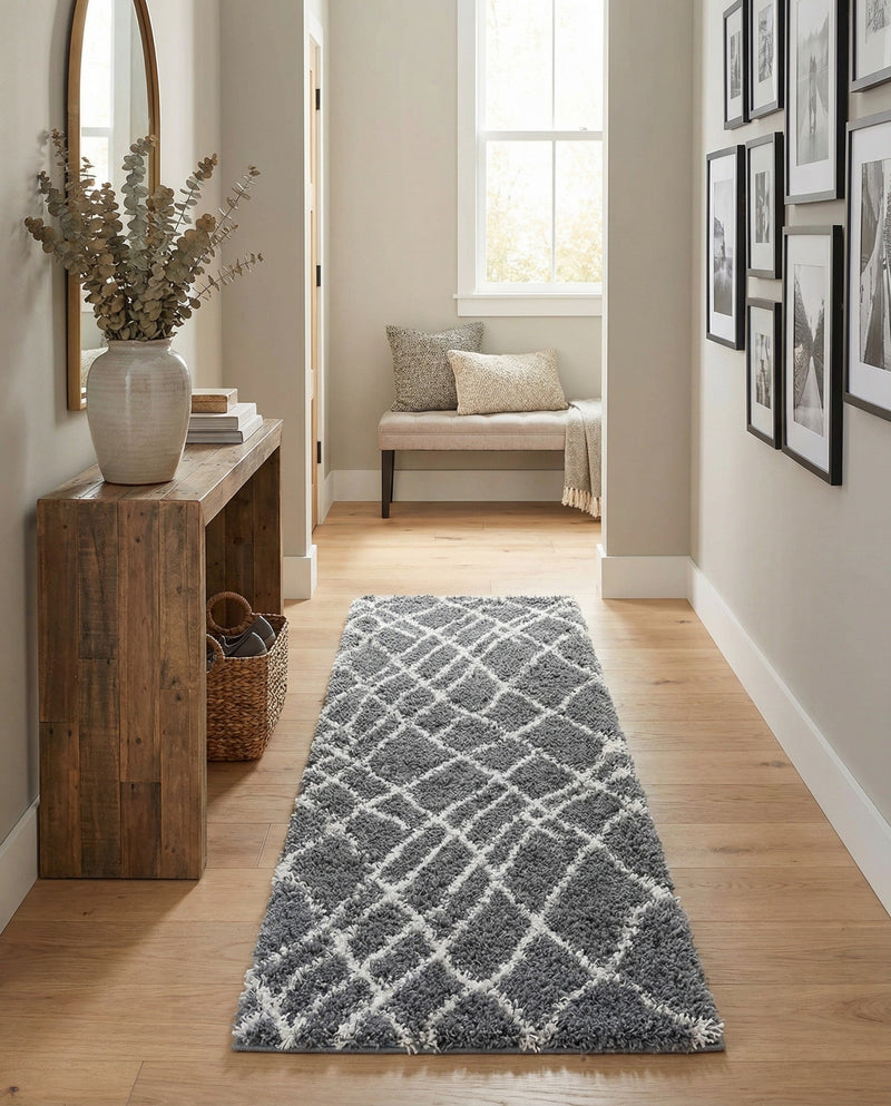 Cozy Haven Shag Collection Area Rug - Serenity (Pebble Gray) Runner Pebble Gray  lifestyle 51