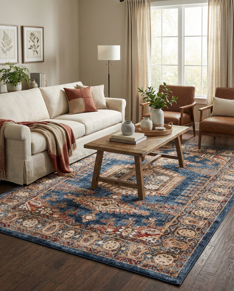 Eden Oasis Collection Area Rug -  Refuge (Blue) Rectangle Blue  lifestyle 19