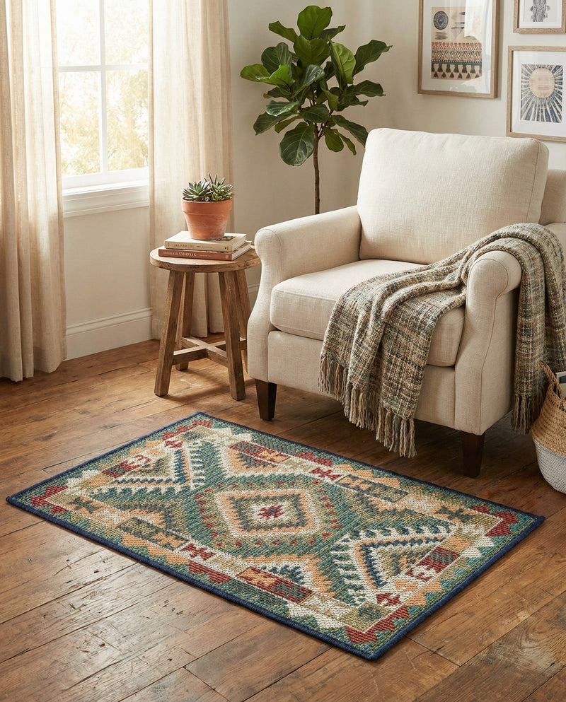 Coastal Terrace Collection Area Rug -  Sandbar Rectangle Green  lifestyle 30