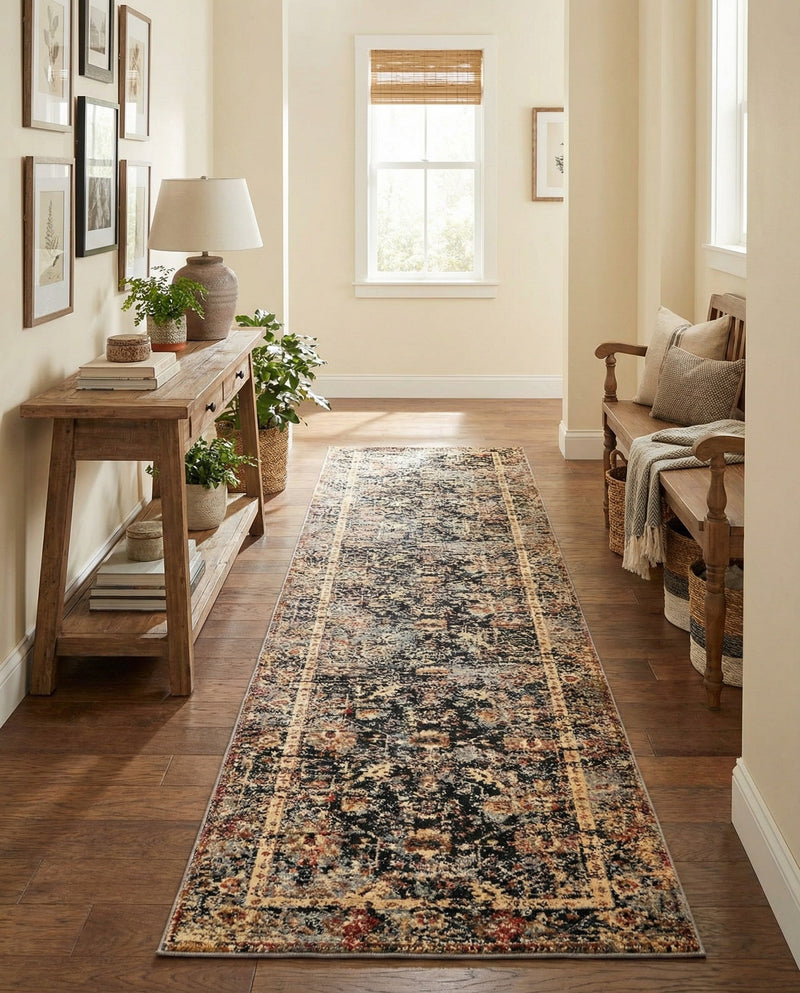 Neptune Elegance Collection Area Rug -  Galatea (Black) Runner Black  lifestyle 60