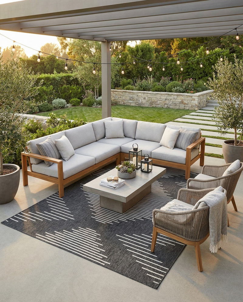 Urban Terrace Collection Area Rug -  Chelsea (Charcoal Gray) Rectangle Charcoal Gray  lifestyle 4