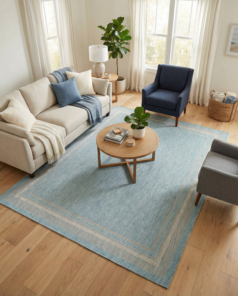 Terrace Fringe Collection Area Rug - Veranda (Aquamarine) Rectangle Aquamarine  lifestyle 12