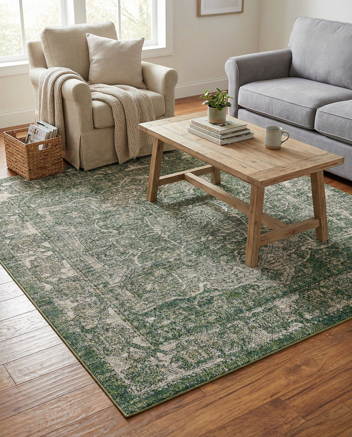 Savannah Soiree Collection Area Rug -  Everglade (Green) Square Green  lifestyle 88