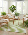 Seaside Stripes Collection Area Rug - Cabana (Green) Rectangle Green  lifestyle 30
