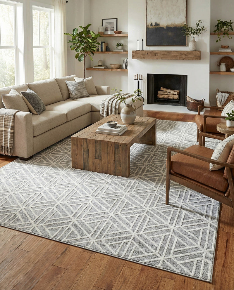 Garden Maze Retreat Collection Area Rug -  Topiarytrail Rectangle Gray  lifestyle 26
