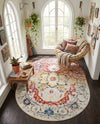 Parisian Elegance Collection Area Rug - Versailles (Pink Gray) Oval Pink Gray  lifestyle 76