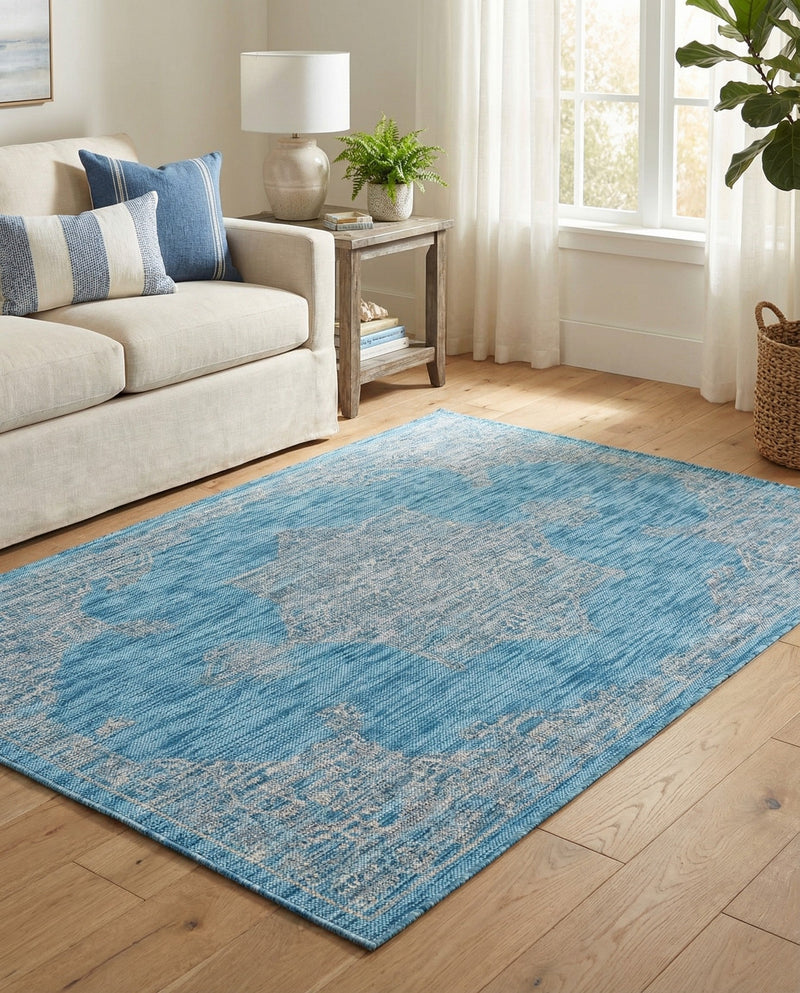 Patio Heritage Collection Area Rug -  Charleston (Light Aqua) Rectangle Light Aqua  lifestyle 22