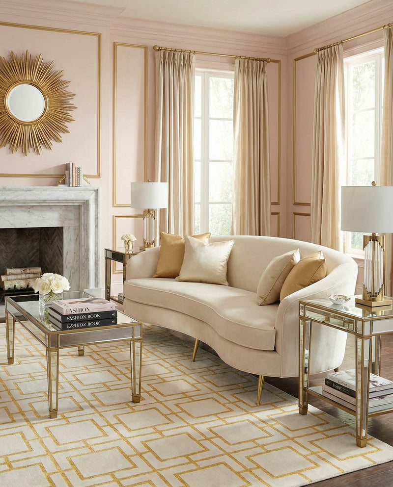 Hollywood Luxe Collection Area Rug -  Beverly (White Gold) Rectangle White Gold  lifestyle 9