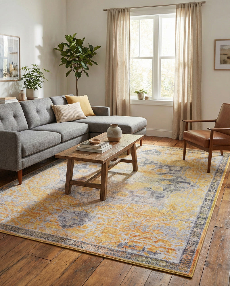 Baroque Era Collection Area Rug - Versailles (Tuscan Yellow) Rectangle Tuscan Yellow  lifestyle 3