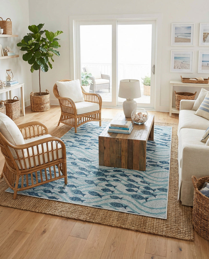 Seaside Haven Rugs Collection Area Rug -  Harbor Rectangle Blue  lifestyle 4