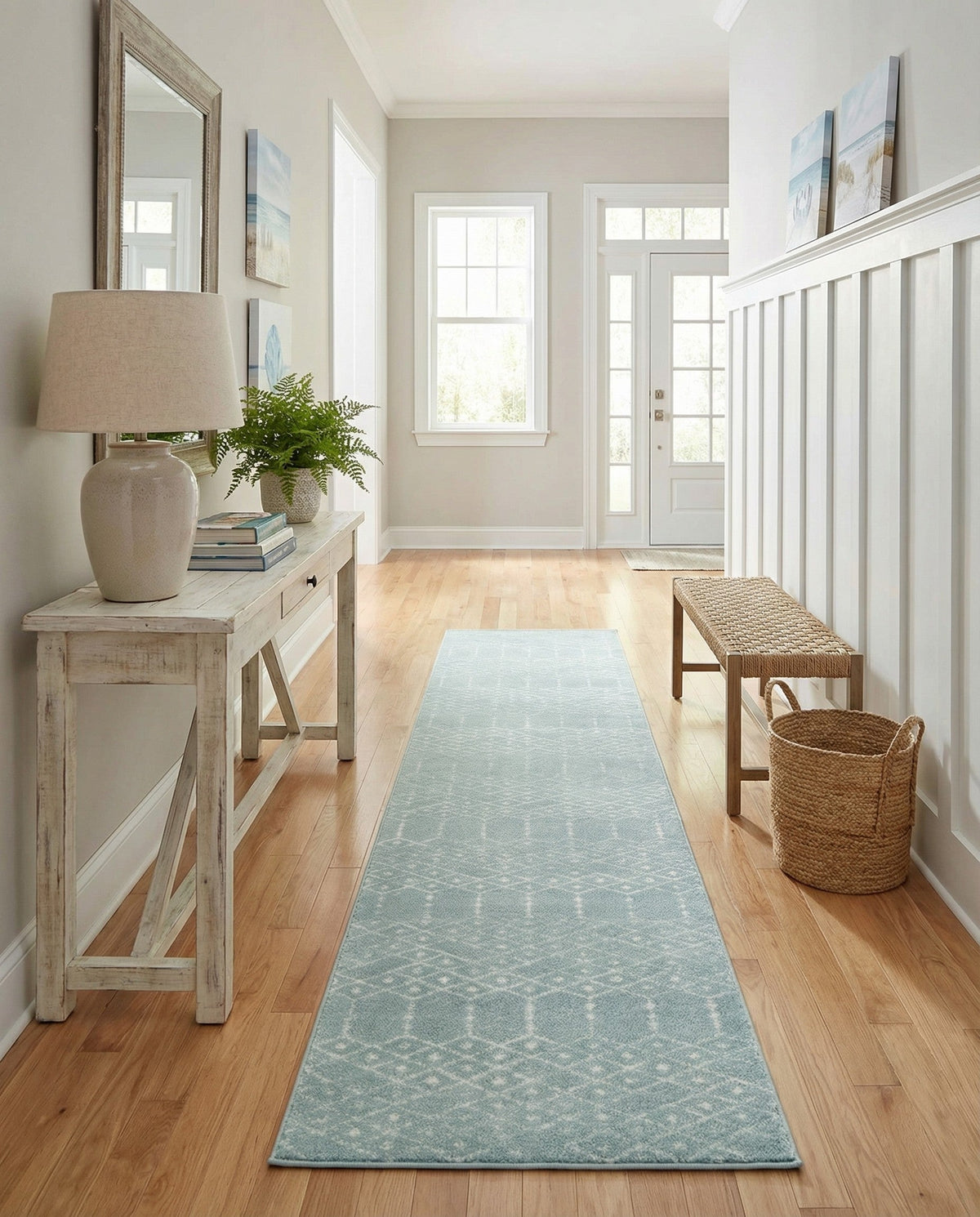 Marrakesh Lattice Collection Area Rug - Casablanca (Aqua) Runner Aqua  lifestyle 86
