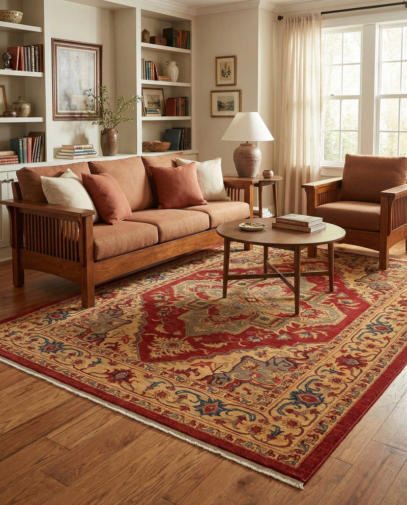 Persian Elegance Collection Area Rug -  Golestan Rectangle Red  lifestyle 49